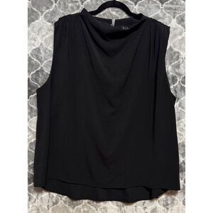 Eloquii Plus Size 20 Sleeveless Black Chiffon Draped Blouse Office Minimalist‎
